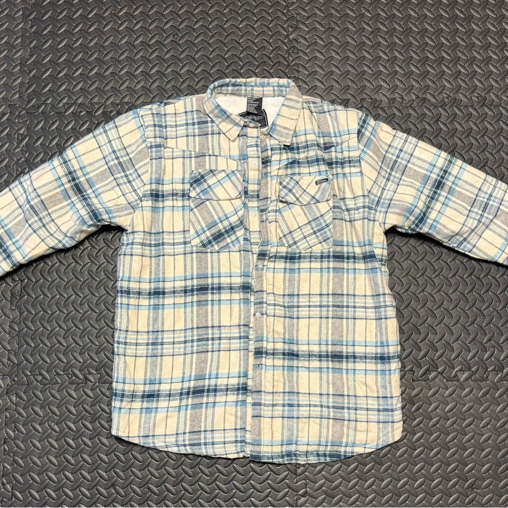 Thick blue flannel with white fur inside
